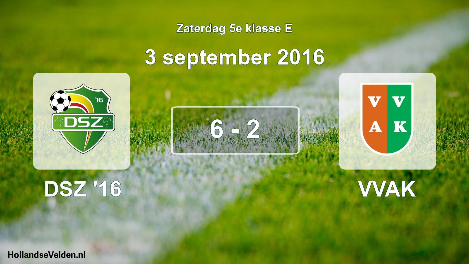 Total number of matches played: DSZ '16 - VVAK 6 - 2 (3 September 2016)