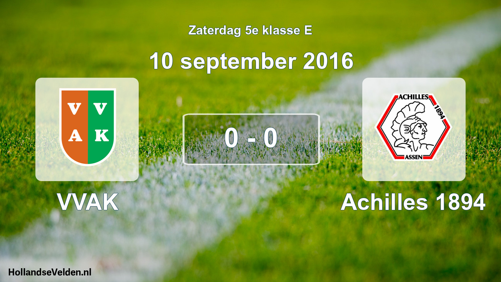 Total number of matches played: VVAK - Achilles 1894 0 - 0 (10 September 2016)