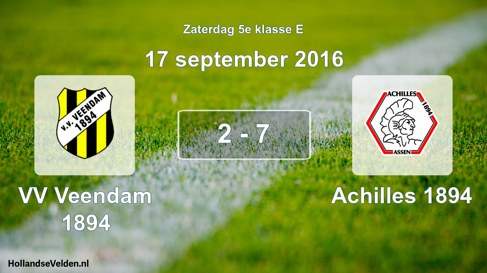 Total number of matches played: VV Veendam 1894 - Achilles 1894 2 - 7 (17 September 2016)