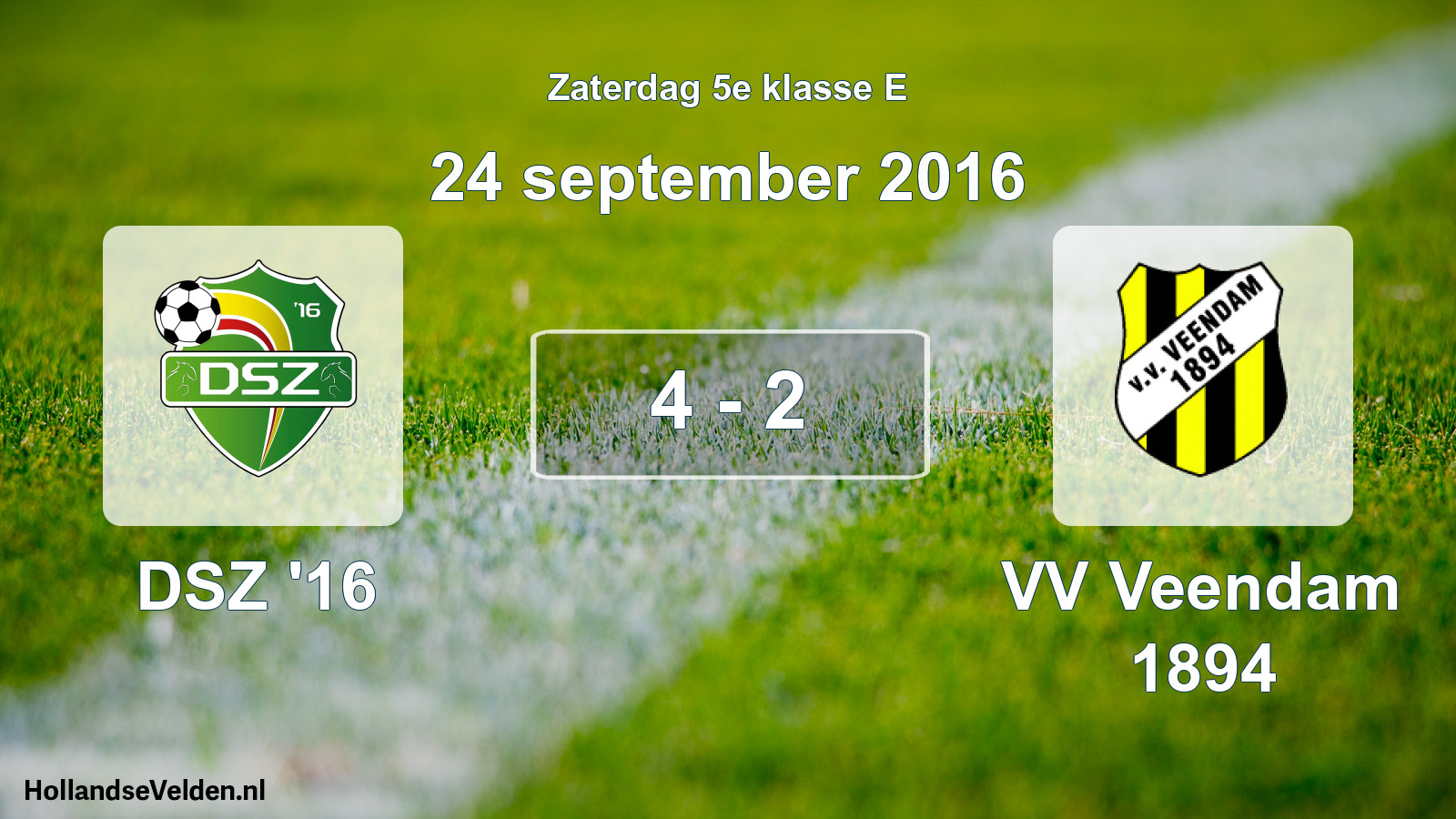 Total number of matches played: DSZ '16 - VV Veendam 1894 4 - 2 (24 September 2016)