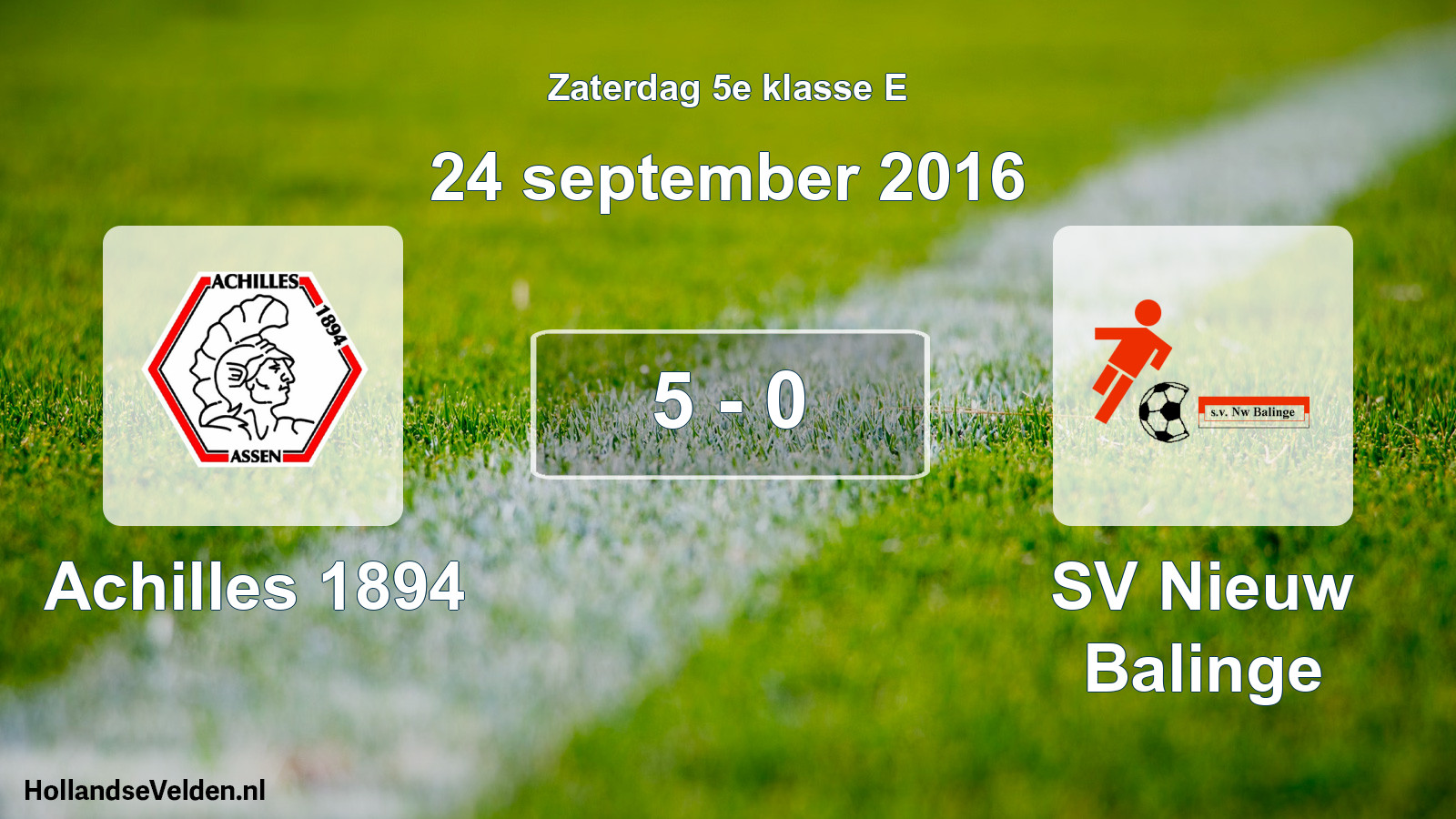 Total number of matches played: Achilles 1894 - SV Nieuw Balinge 5 - 0 (24 September 2016)