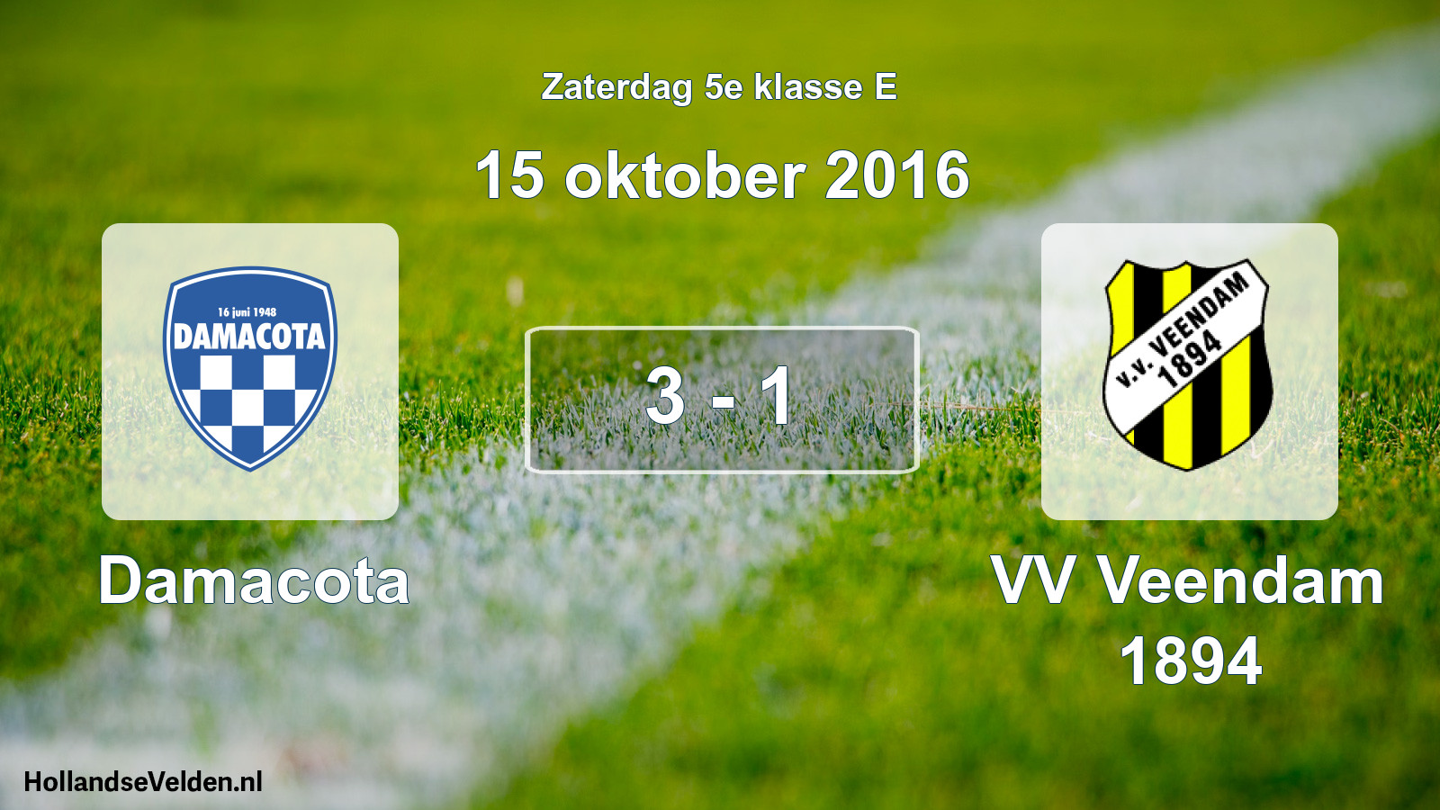 Total number of matches played: Damacota - VV Veendam 1894 3 - 1 (15 October 2016)
