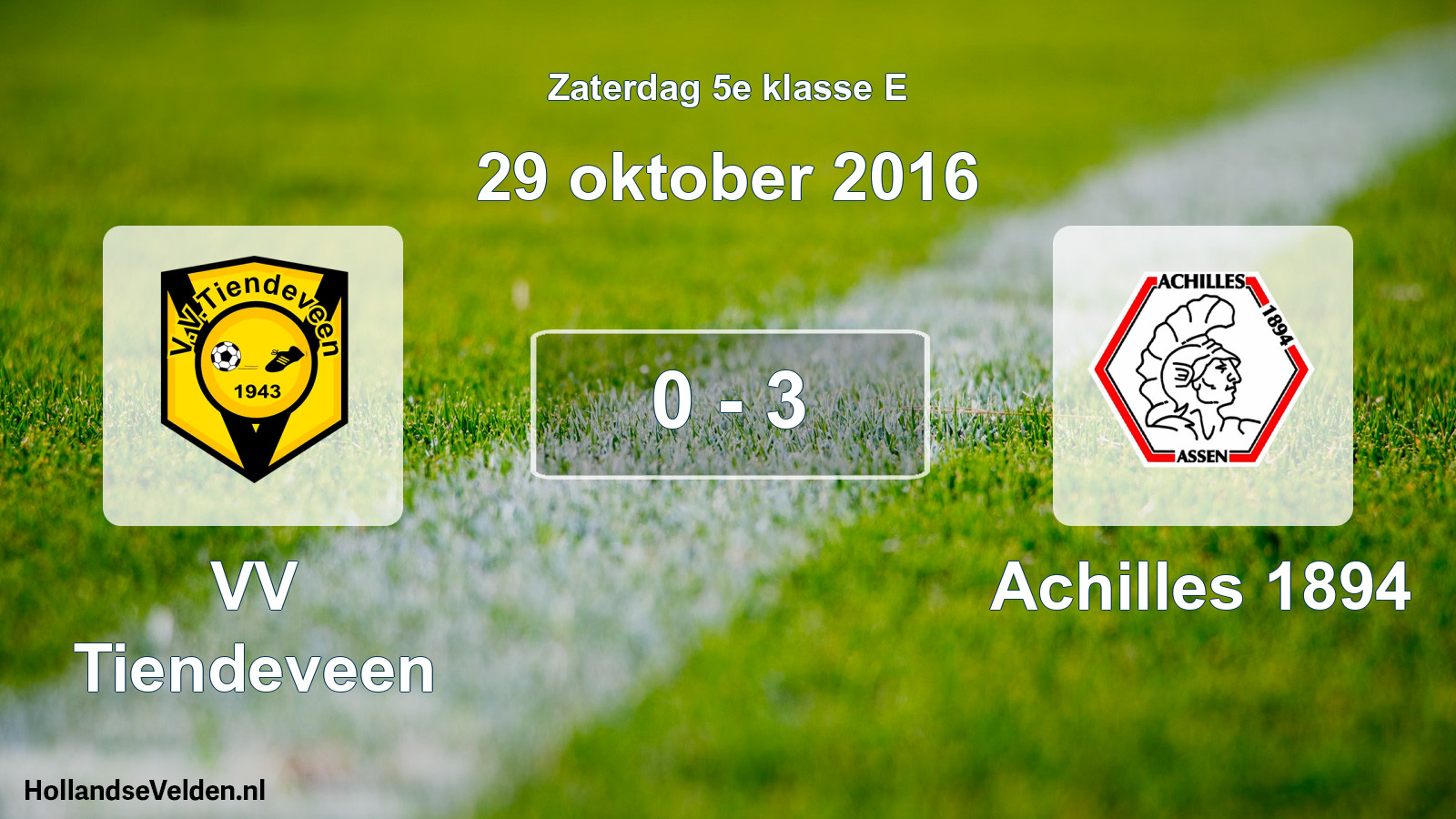 Total number of matches played: VV Tiendeveen - Achilles 1894 0 - 3 (29 October 2016)