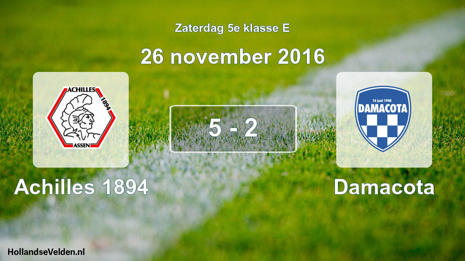 Total number of matches played: Achilles 1894 - Damacota 5 - 2 (26 November 2016)