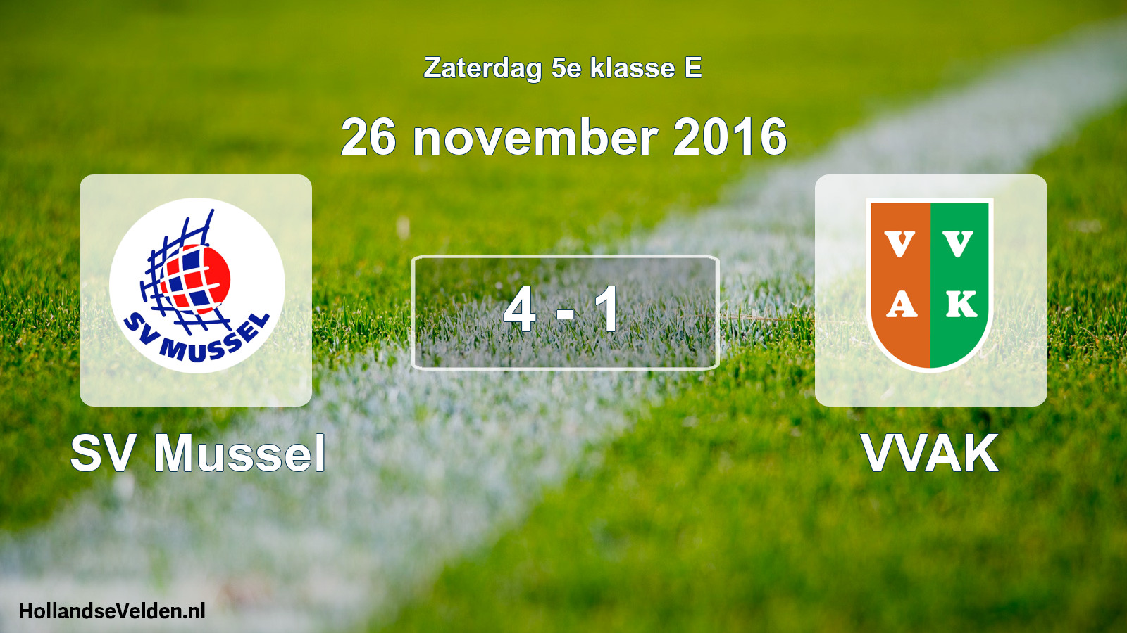 Total number of matches played: SV Mussel - VVAK 4 - 1 (26 November 2016)
