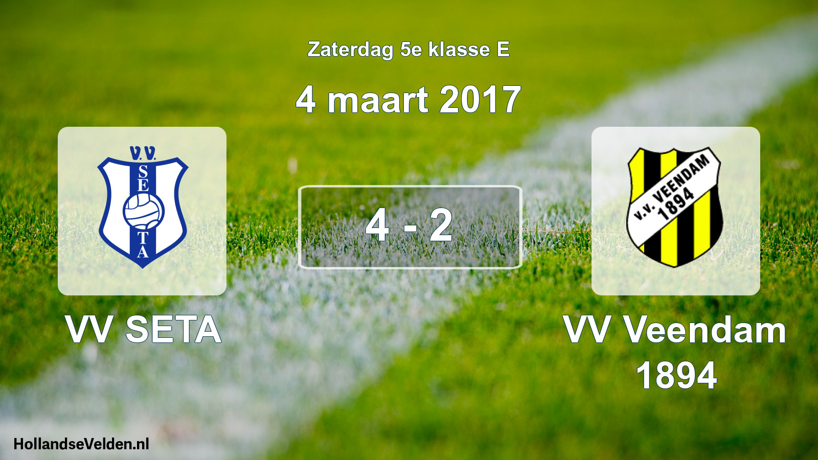 Total number of matches played: VV SETA - VV Veendam 1894 4 - 2 (4 March 2017)