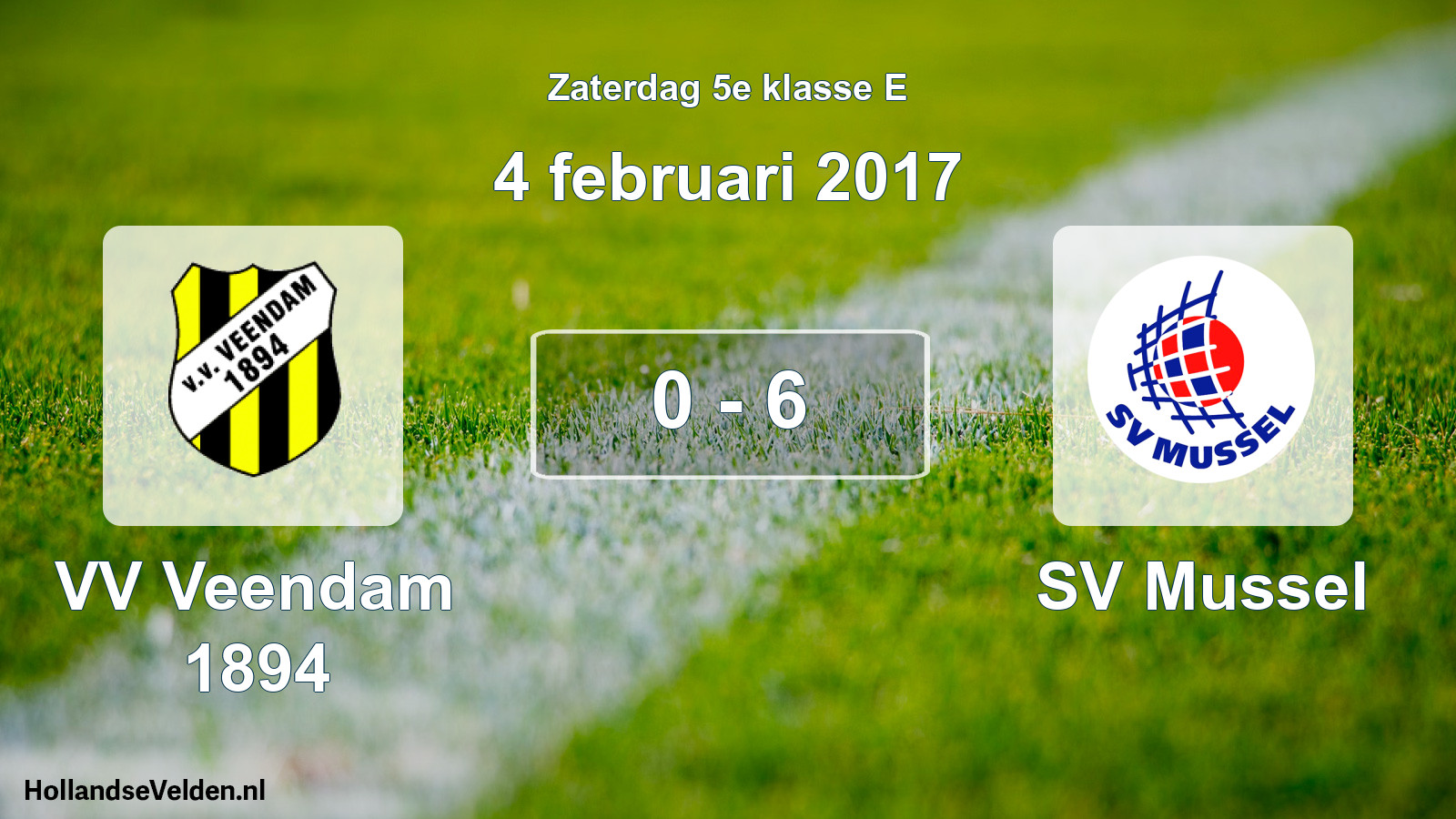Total number of matches played: VV Veendam 1894 - SV Mussel 0 - 6 (4 February 2017)