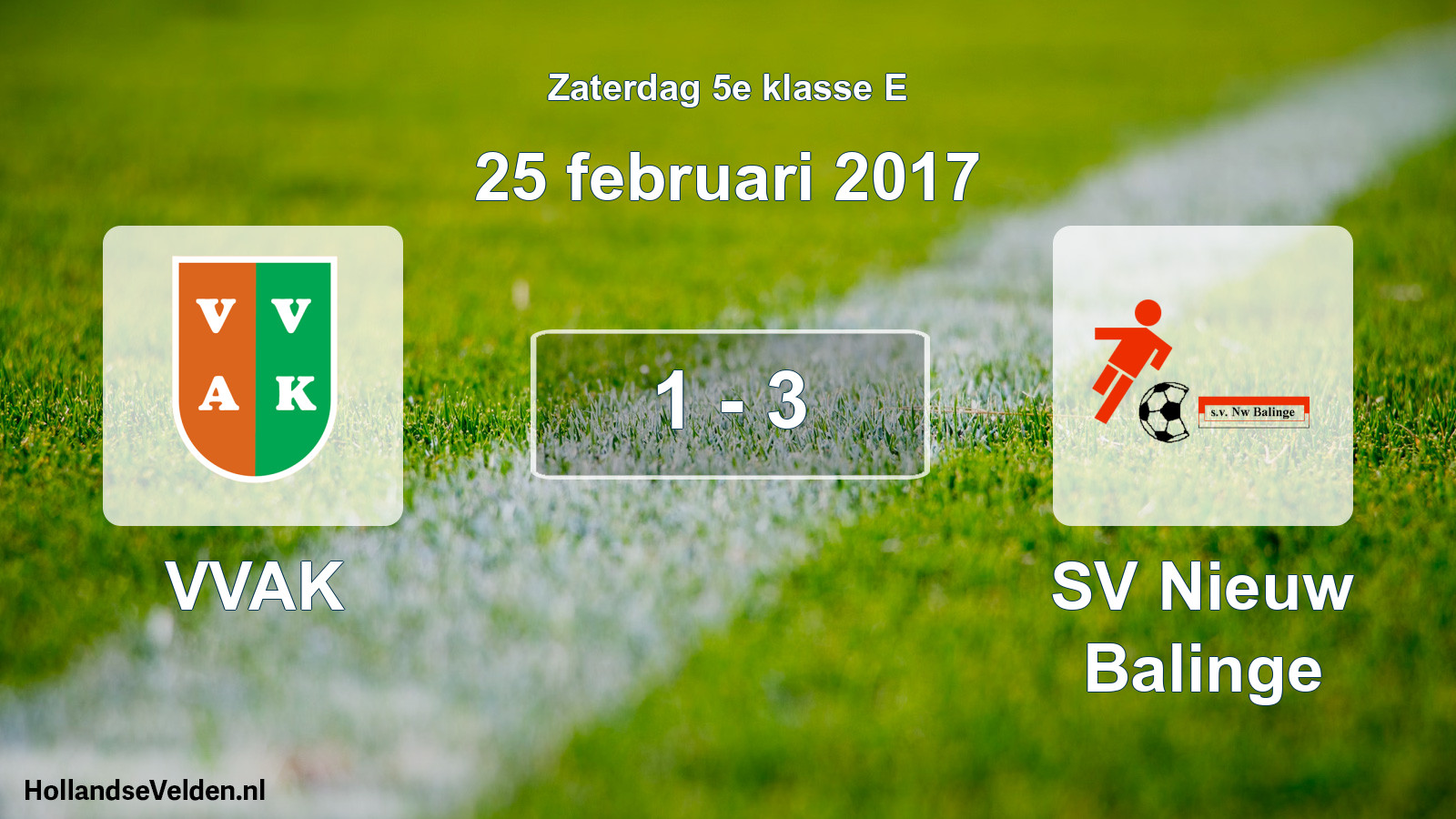 Total number of matches played: VVAK - SV Nieuw Balinge 1 - 3 (25 February 2017)