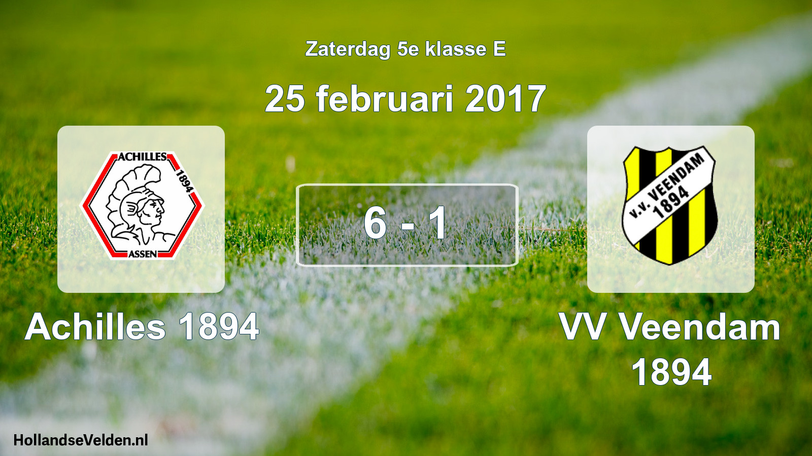 Total number of matches played: Achilles 1894 - VV Veendam 1894 6 - 1 (25 February 2017)