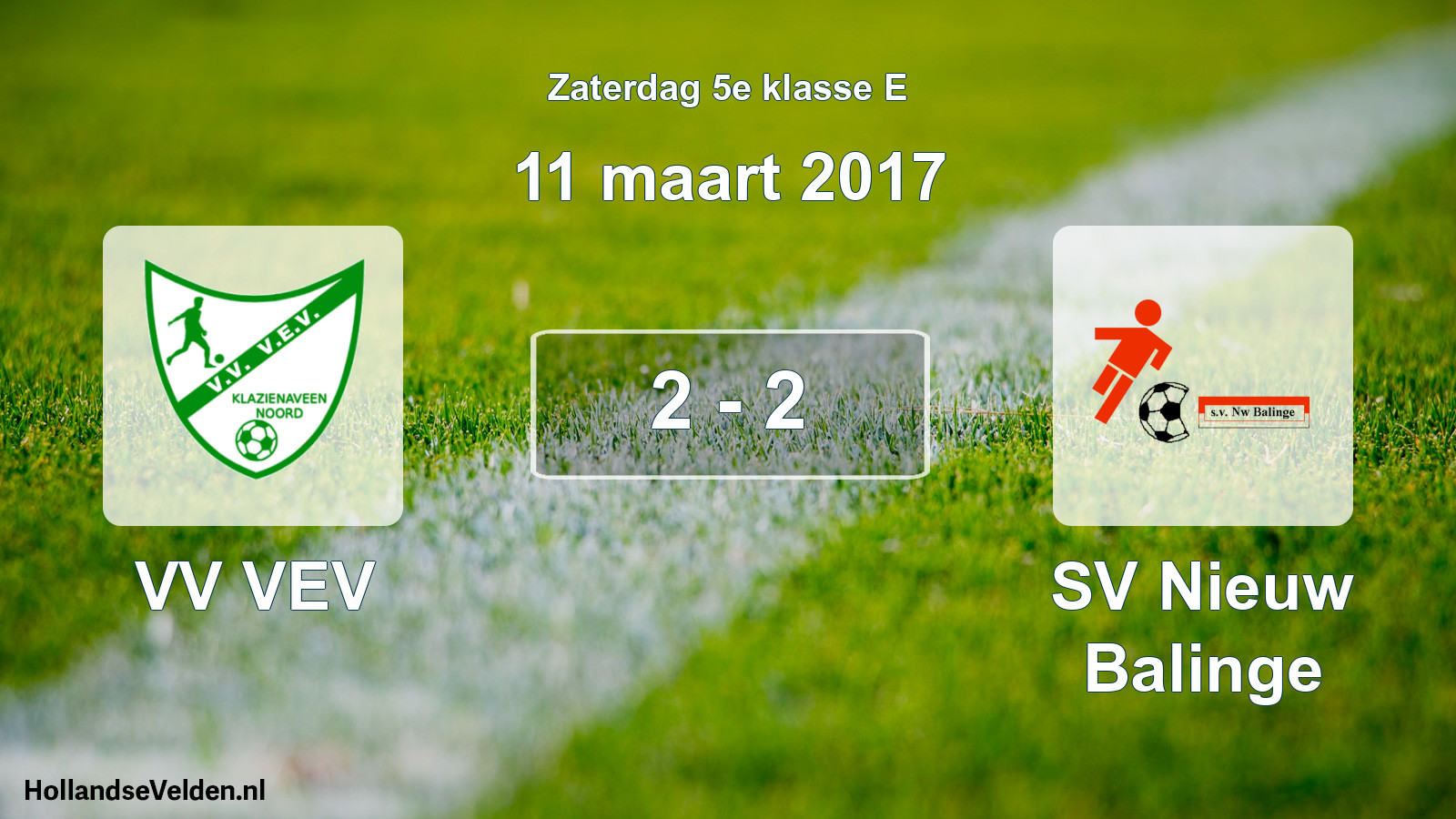 Total number of matches played: VV VEV - SV Nieuw Balinge 2 - 2 (11 March 2017)