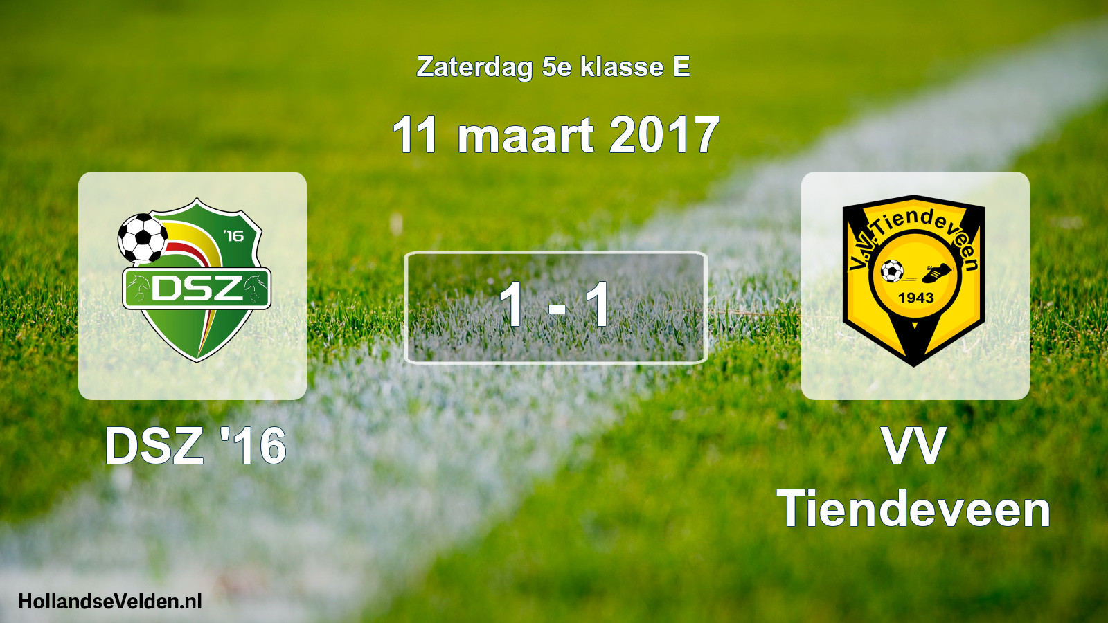Total number of matches played: DSZ '16 - VV Tiendeveen 1 - 1 (11 March 2017)