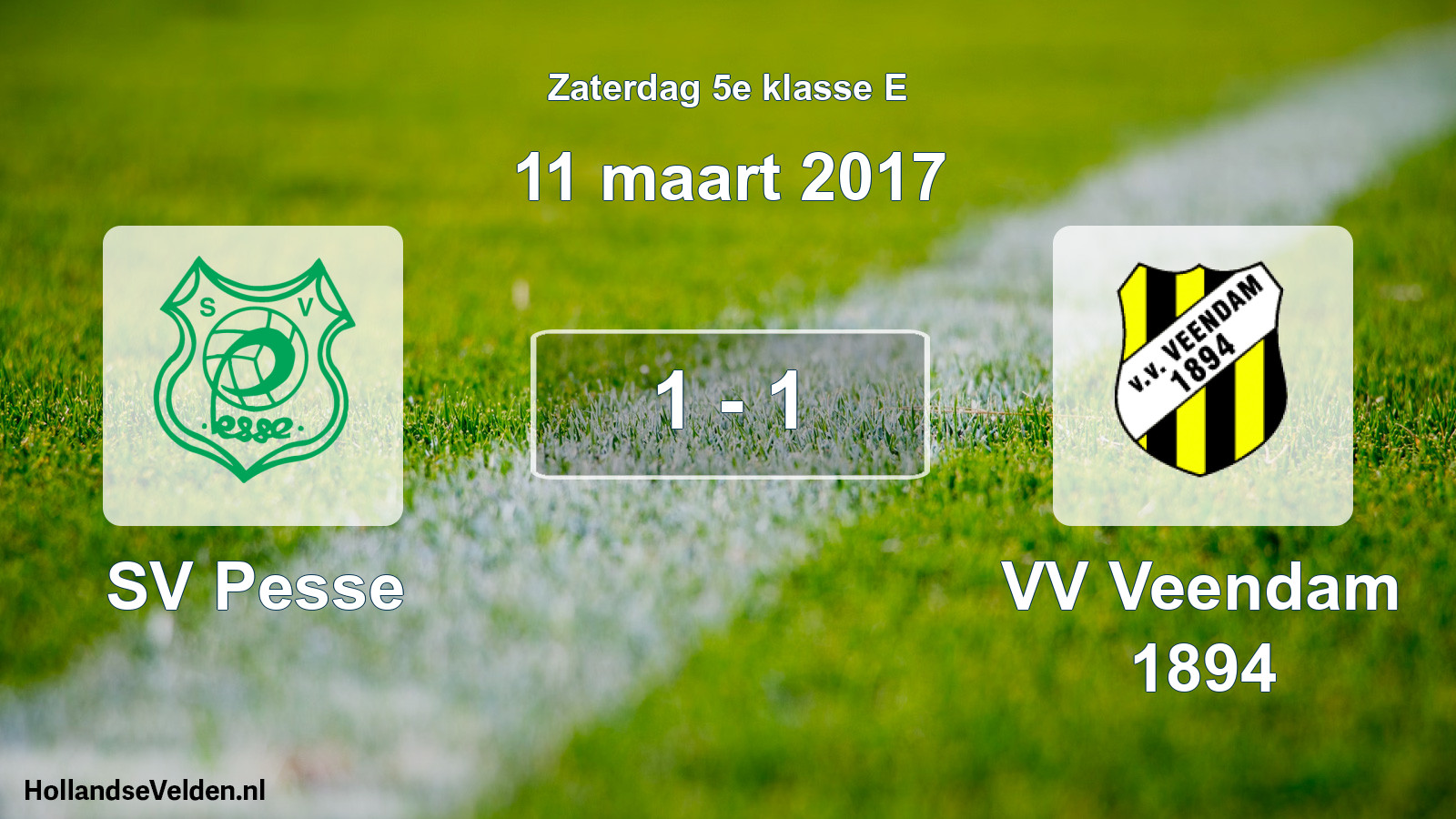 Total number of matches played: SV Pesse - VV Veendam 1894 1 - 1 (11 March 2017)