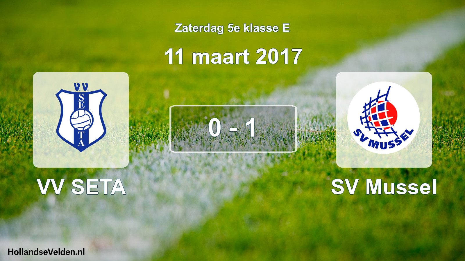 Total number of matches played: VV SETA - SV Mussel 0 - 1 (11 March 2017)
