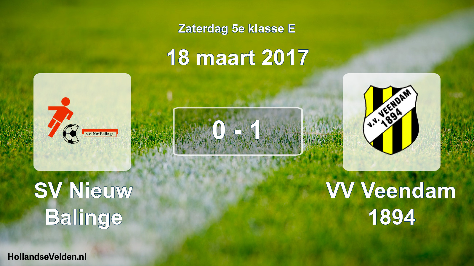 Total number of matches played: SV Nieuw Balinge - VV Veendam 1894 0 - 1 (18 March 2017)