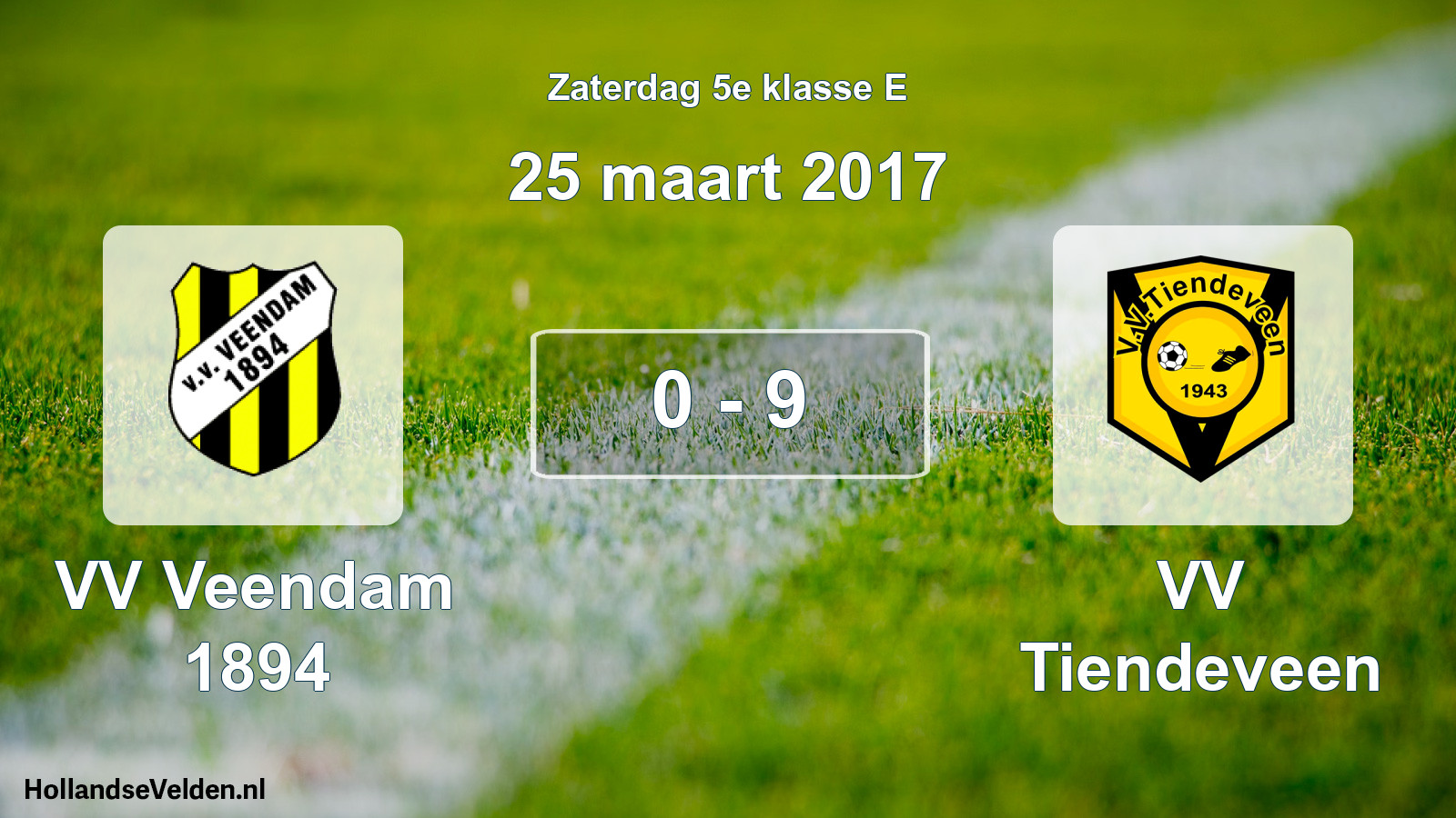 Total number of matches played: VV Veendam 1894 - VV Tiendeveen 0 - 9 (25 March 2017)