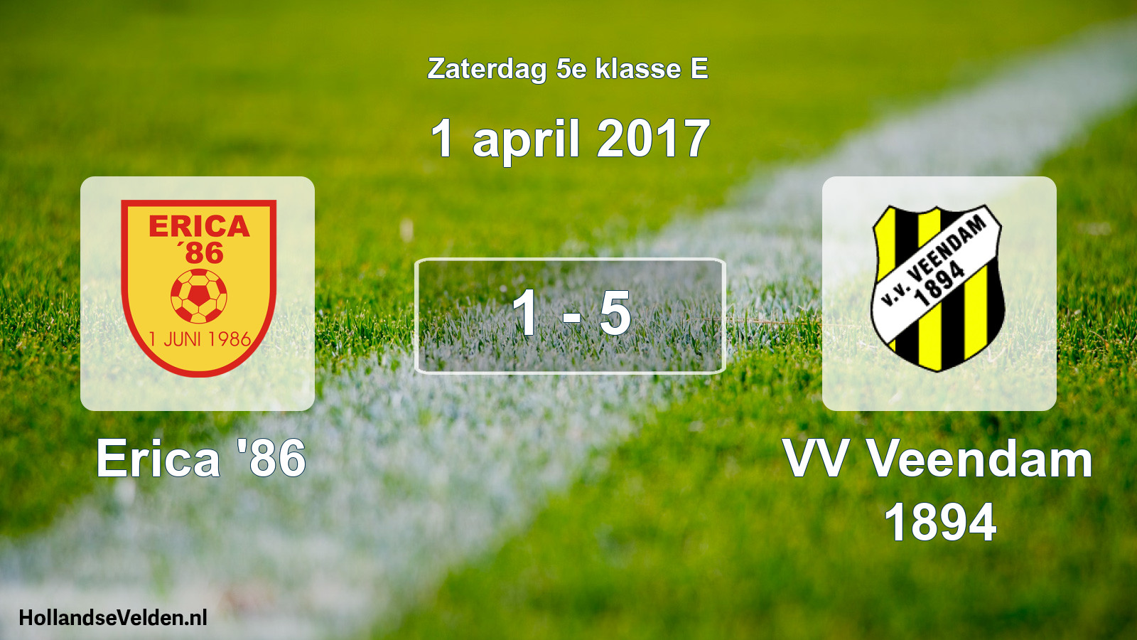 Total number of matches played: Erica '86 - VV Veendam 1894 1 - 5 (1 April 2017)