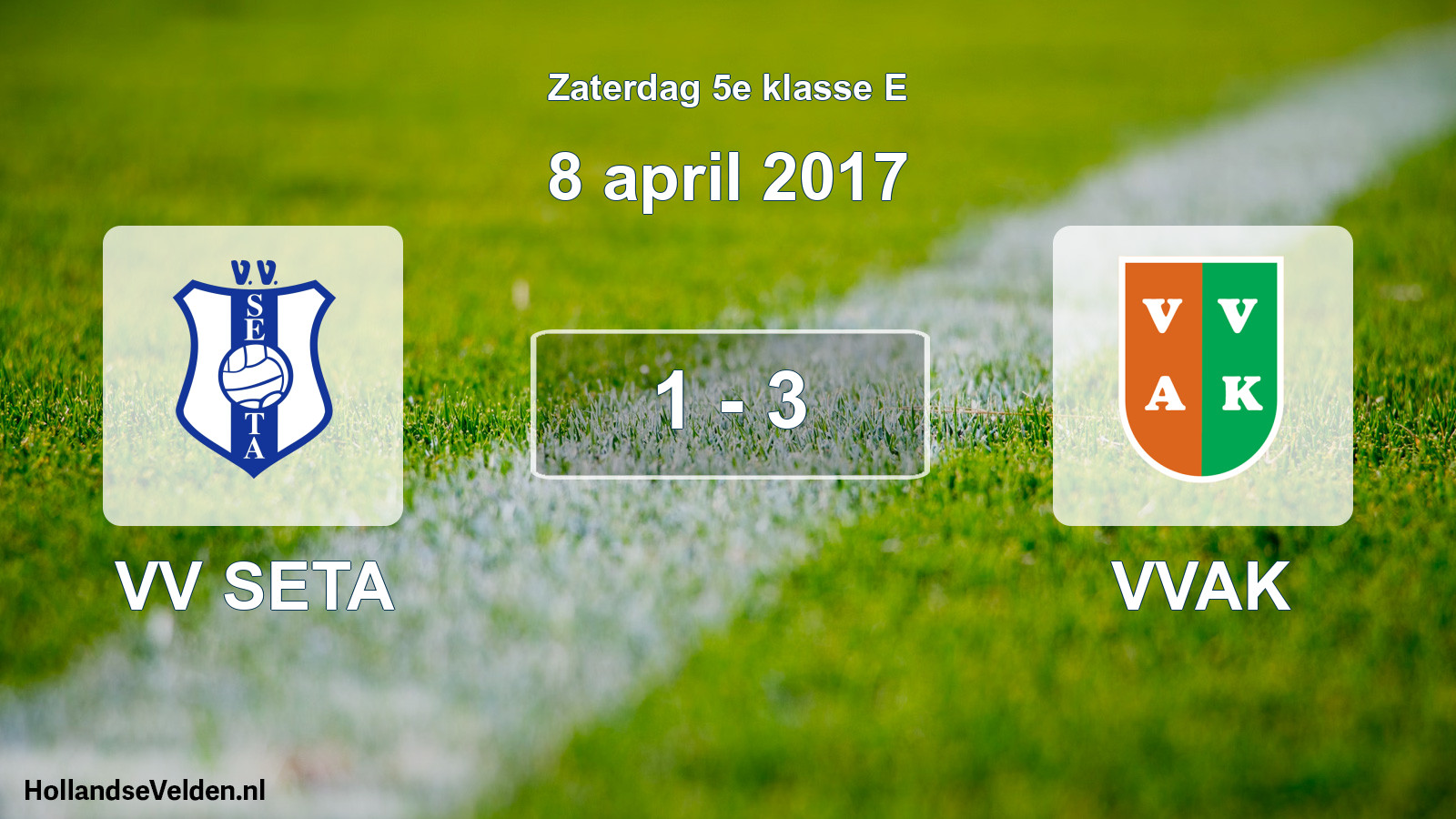 Total number of matches played: VV SETA - VVAK 1 - 3 (8 April 2017)