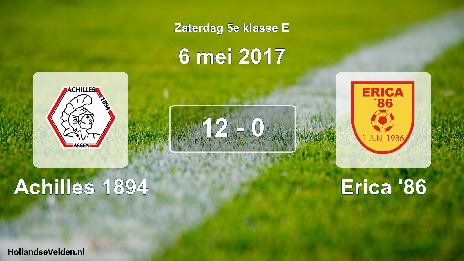 Total number of matches played: Achilles 1894 - Erica '86 12 - 0 (6 May 2017)