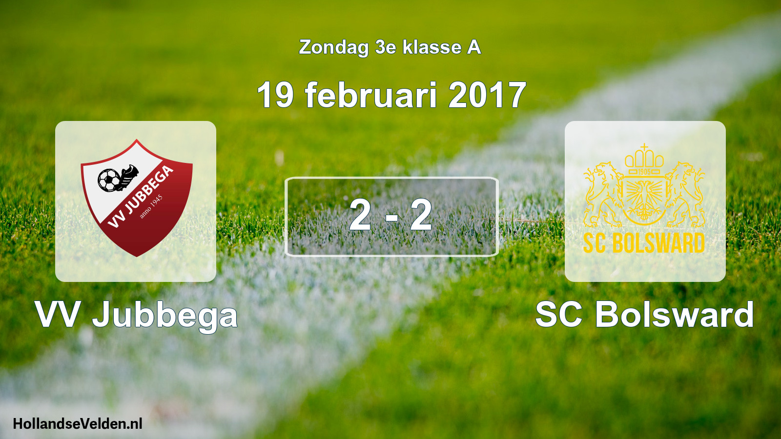 Total number of matches played: VV Jubbega - SC Bolsward 2 - 2 (19 February 2017)