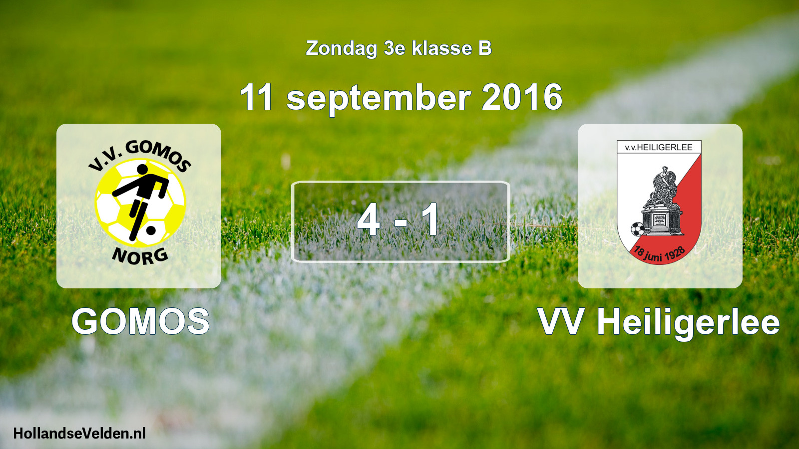 Total number of matches played: GOMOS - VV Heiligerlee 4 - 1 (11 September 2016)