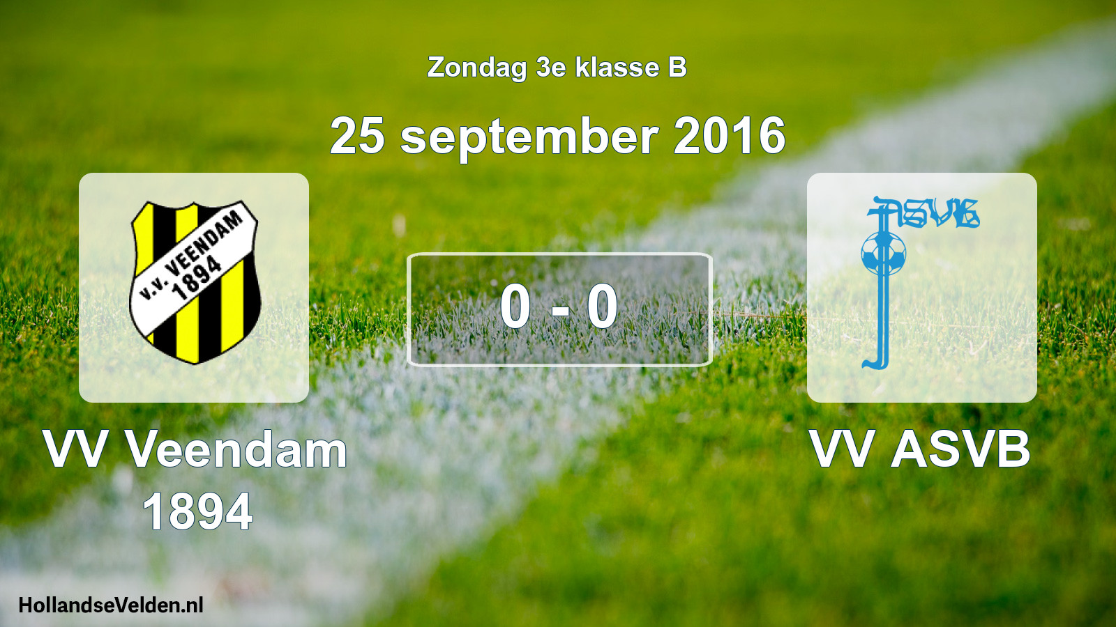 Total number of matches played: VV Veendam 1894 - VV ASVB 0 - 0 (25 September 2016)