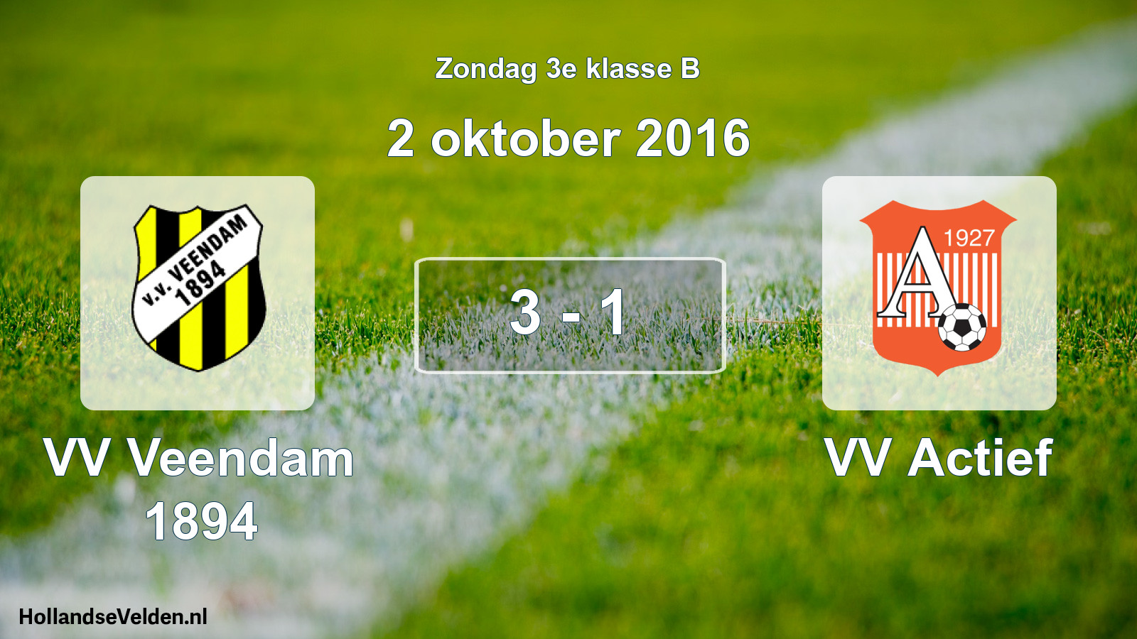 Total number of matches played: VV Veendam 1894 - VV Actief 3 - 1 (2 October 2016)
