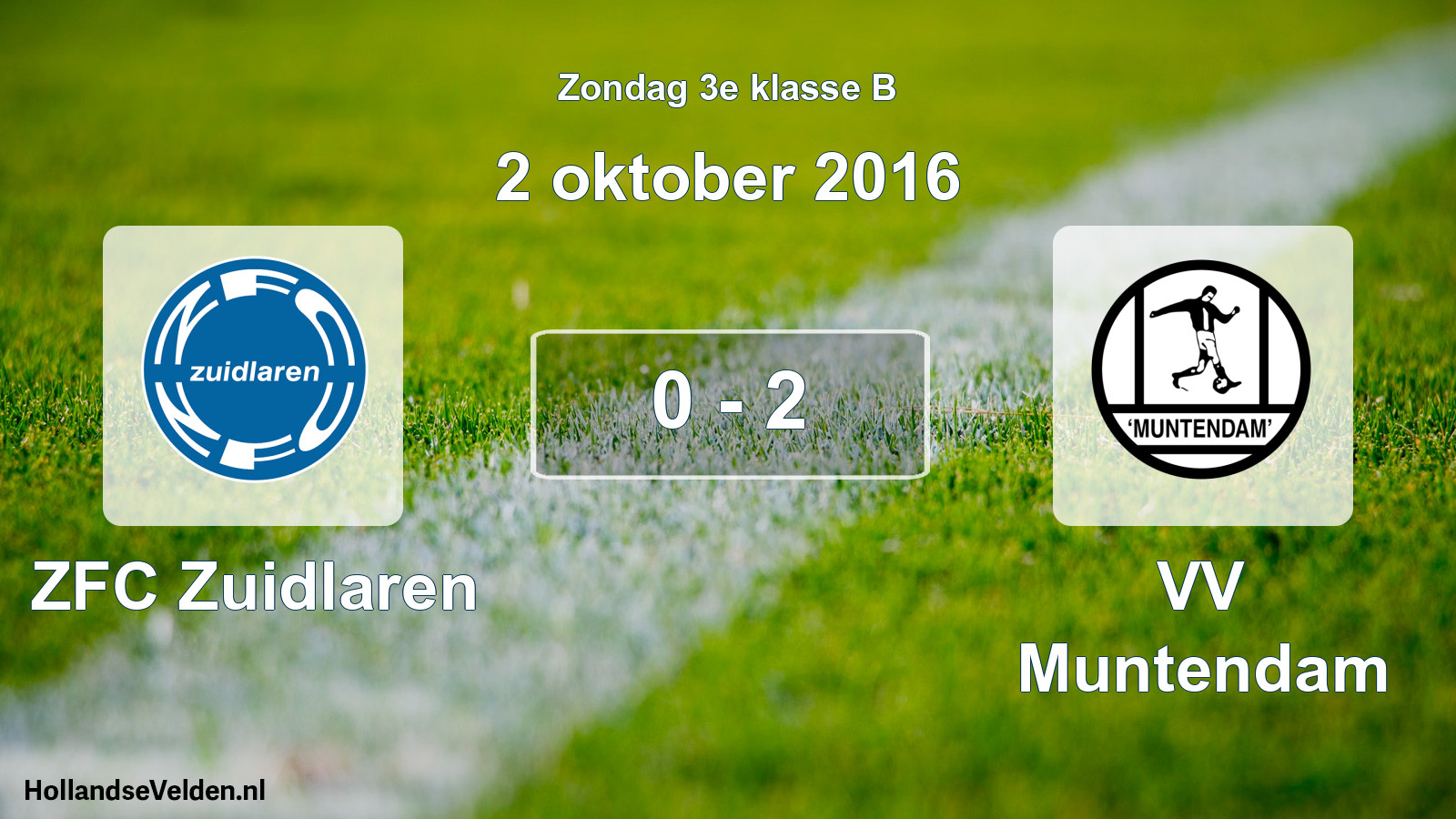 Total number of matches played: ZFC Zuidlaren - VV Muntendam 0 - 2 (2 October 2016)