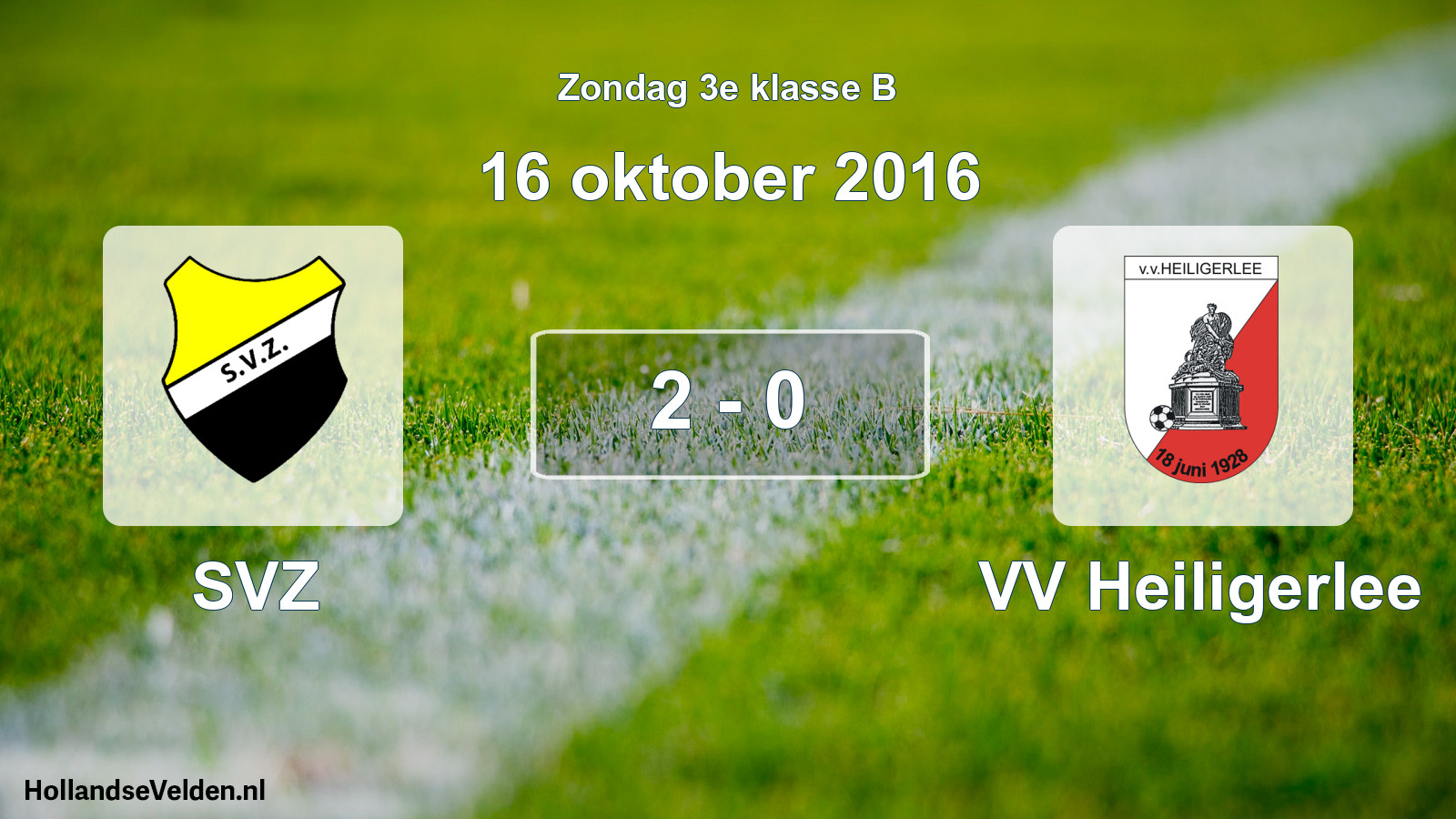 Total number of matches played: SVZ - VV Heiligerlee 2 - 0 (16 October 2016)