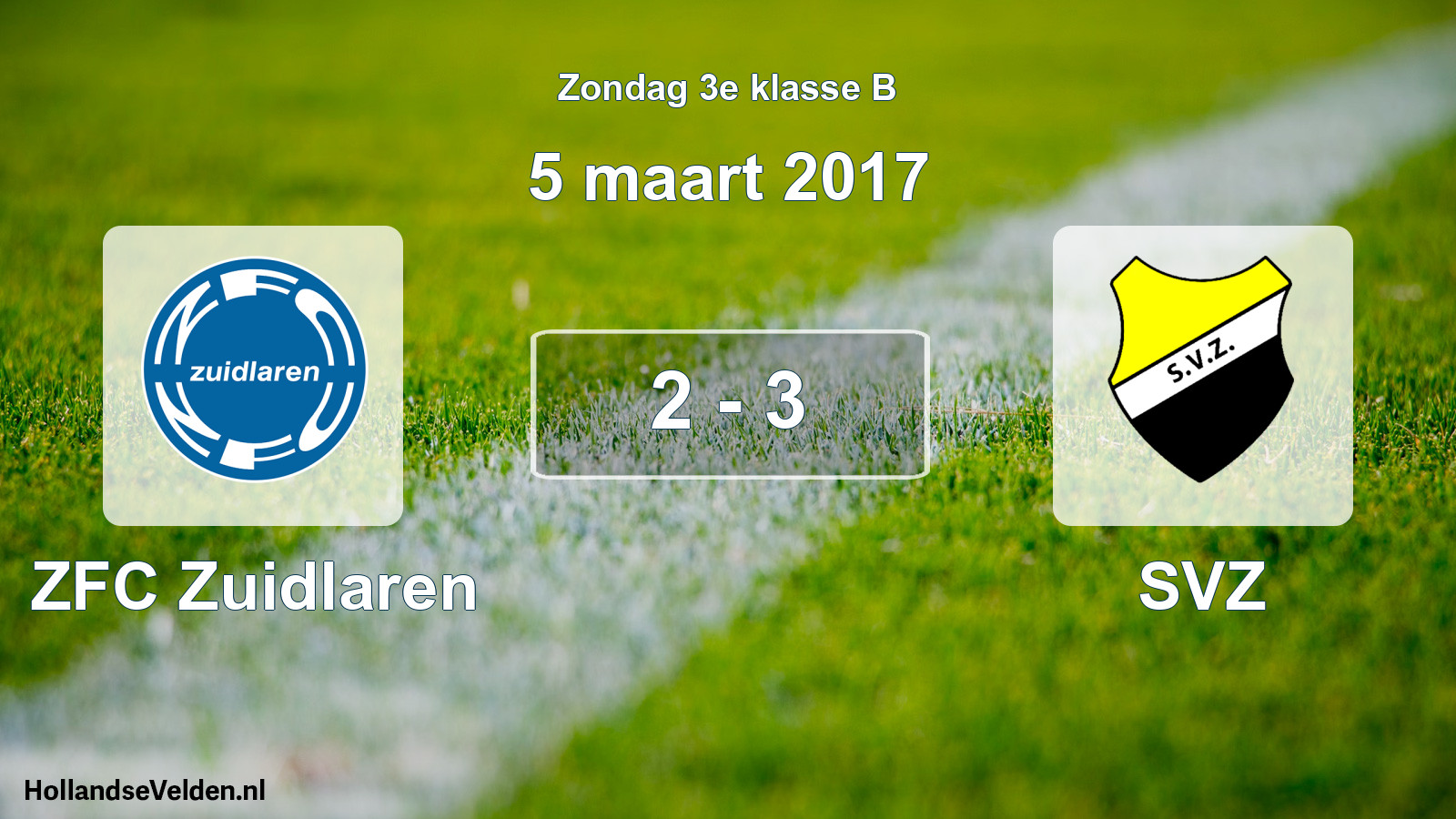 Total number of matches played: ZFC Zuidlaren - SVZ 2 - 3 (5 March 2017)