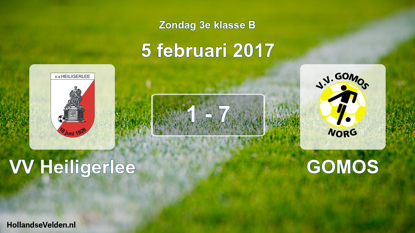Total number of matches played: VV Heiligerlee - GOMOS 1 - 7 (5 February 2017)