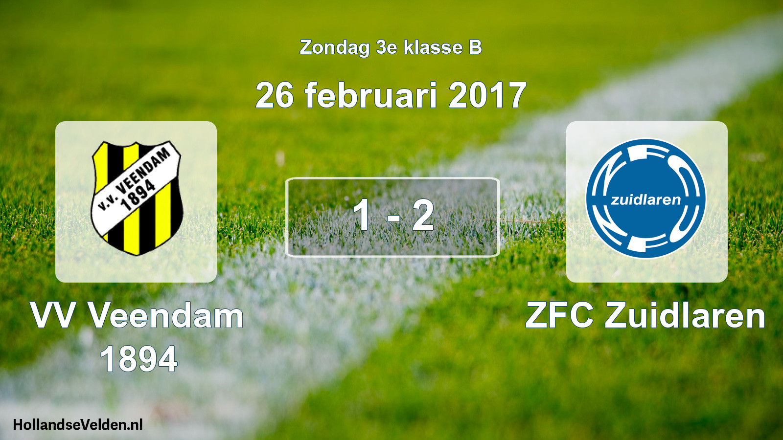 Total number of matches played: VV Veendam 1894 - ZFC Zuidlaren 1 - 2 (26 February 2017)