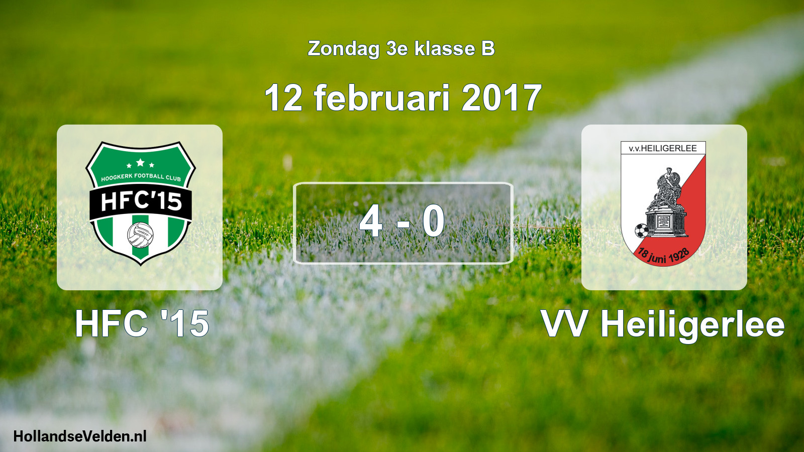 Total number of matches played: HFC '15 - VV Heiligerlee 4 - 0 (12 February 2017)