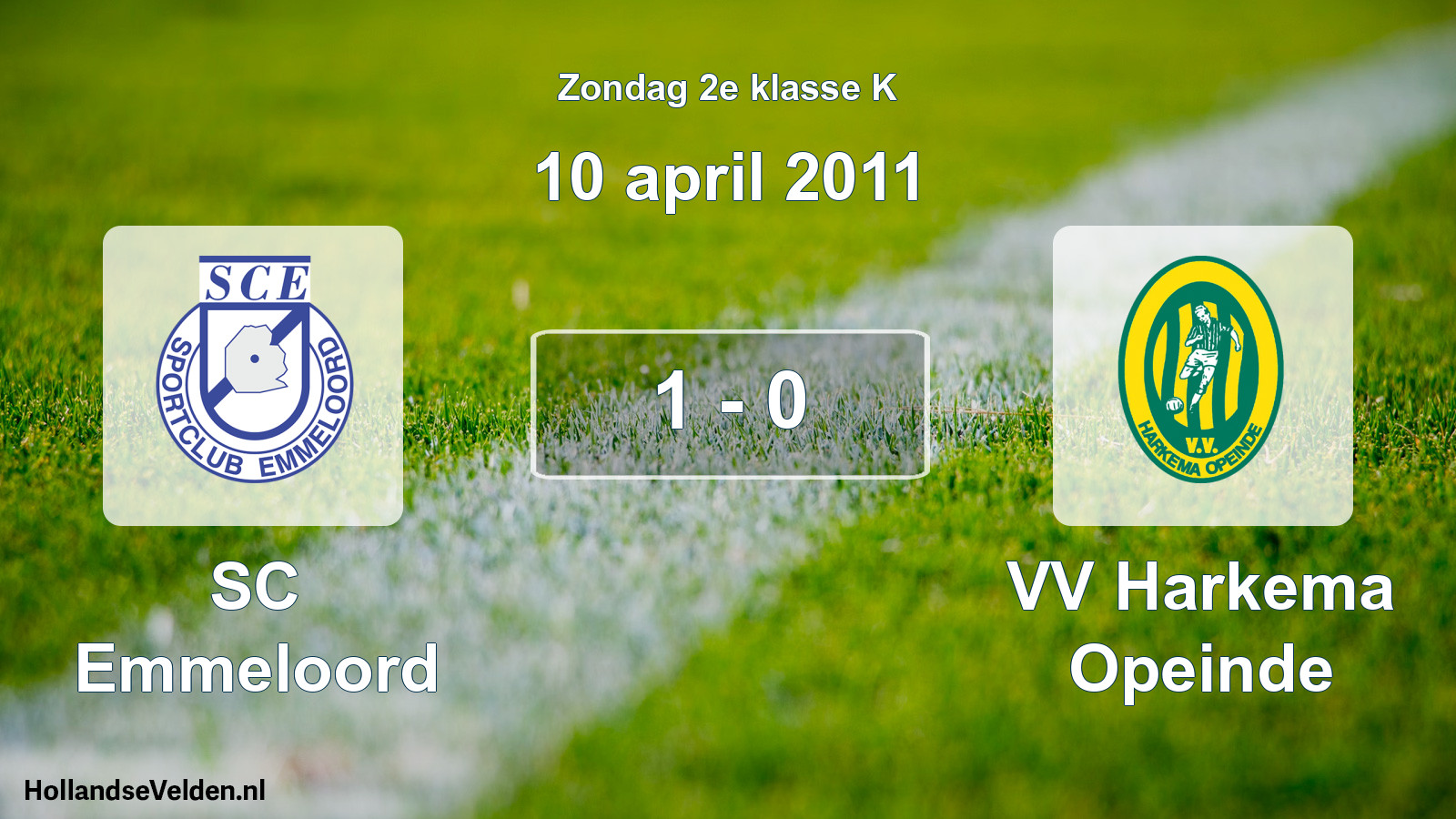 Total number of matches played: SC Emmeloord - VV Harkema Opeinde 1 - 0 (10 April 2011)