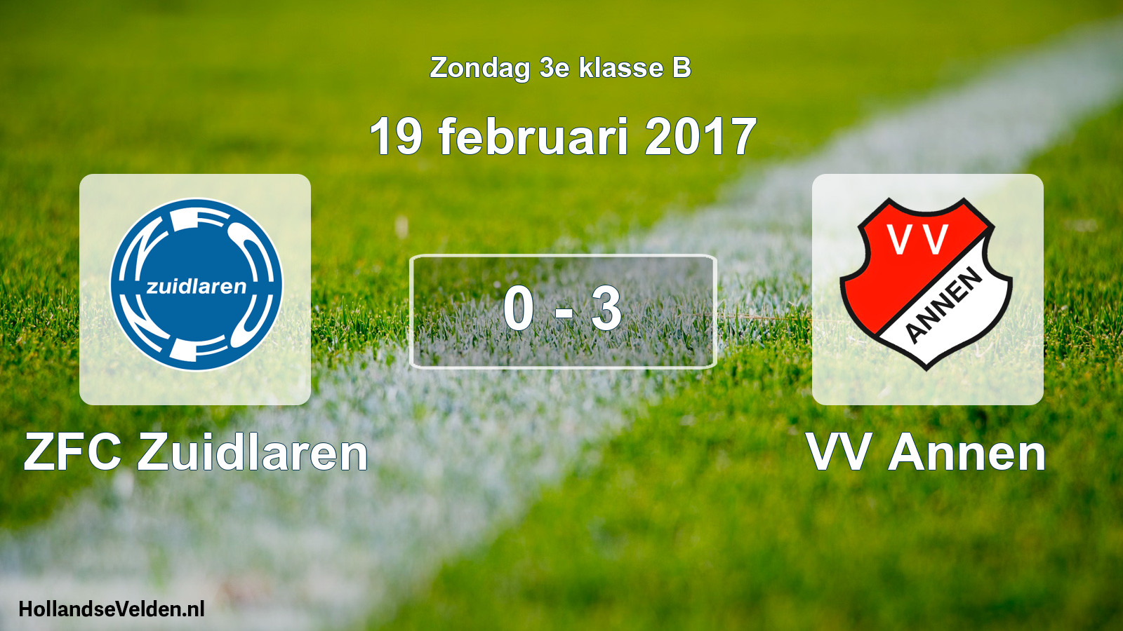 Total number of matches played: ZFC Zuidlaren - VV Annen 0 - 3 (19 February 2017)