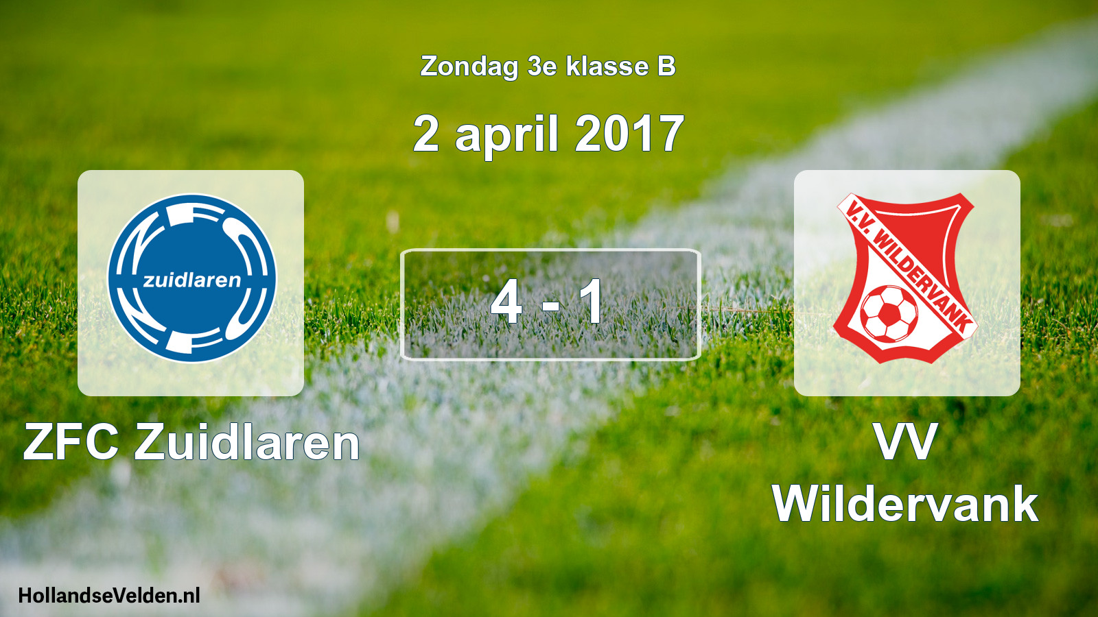 Total number of matches played: ZFC Zuidlaren - VV Wildervank 4 - 1 (2 April 2017)