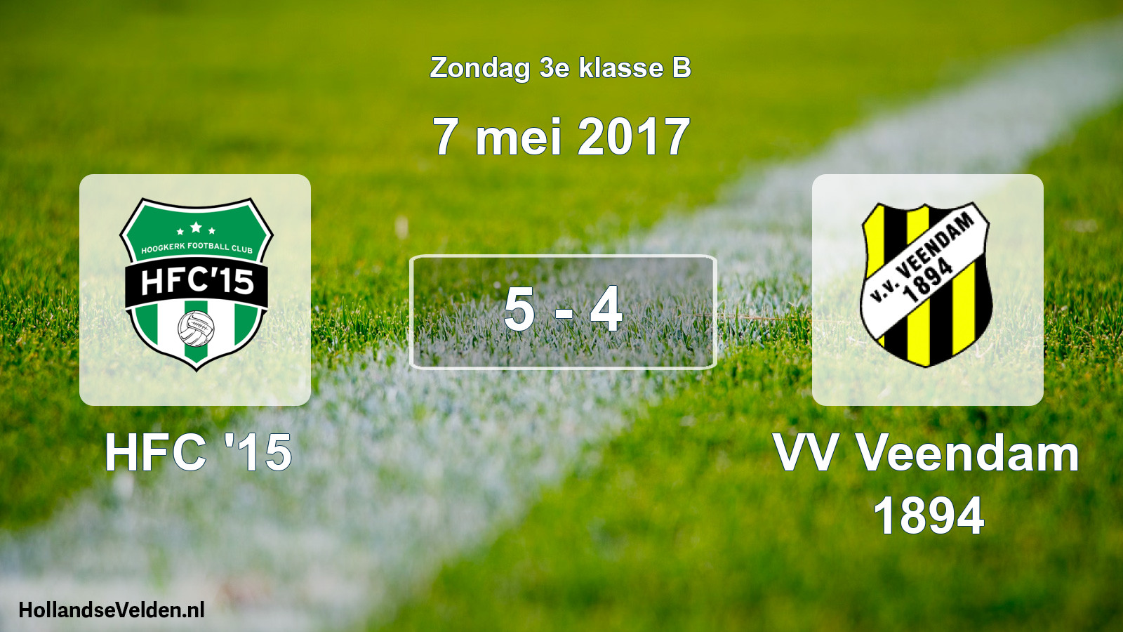 Total number of matches played: HFC '15 - VV Veendam 1894 5 - 4 (7 May 2017)