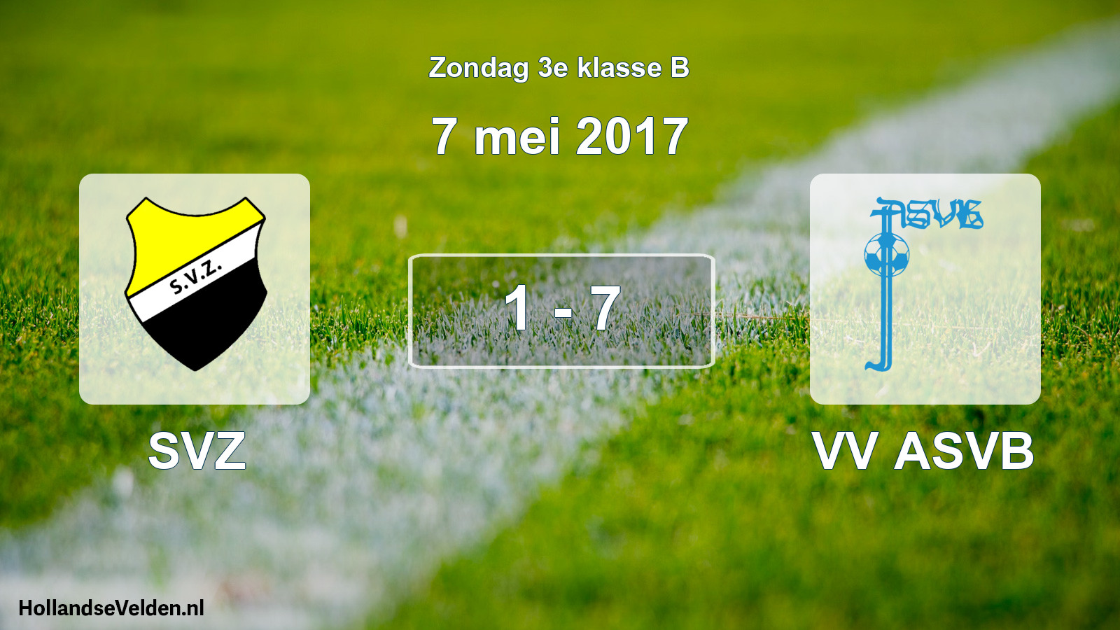 Total number of matches played: SVZ - VV ASVB 1 - 7 (7 May 2017)