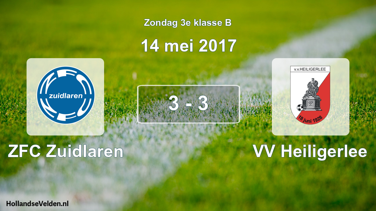 Total number of matches played: ZFC Zuidlaren - VV Heiligerlee 3 - 3 (14 May 2017)