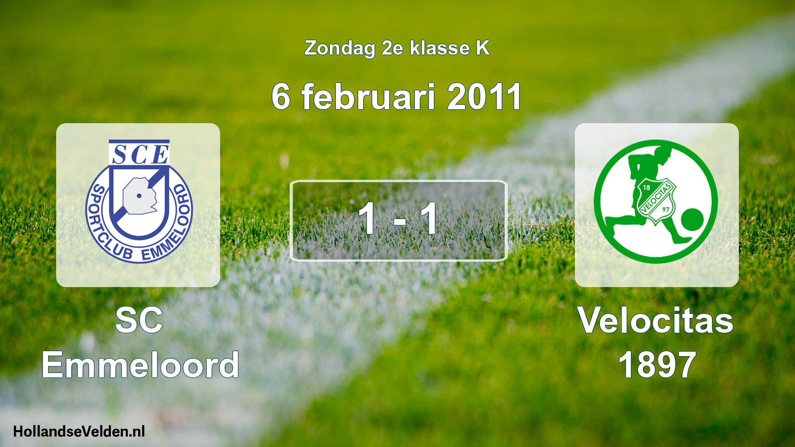 Total number of matches played: SC Emmeloord - Velocitas 1897 1 - 1 (6 February 2011)