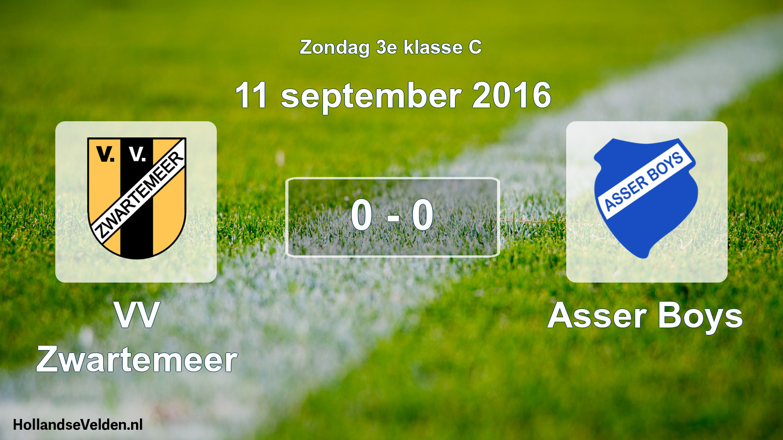 Total number of matches played: VV Zwartemeer - Asser Boys 0 - 0 (11 September 2016)
