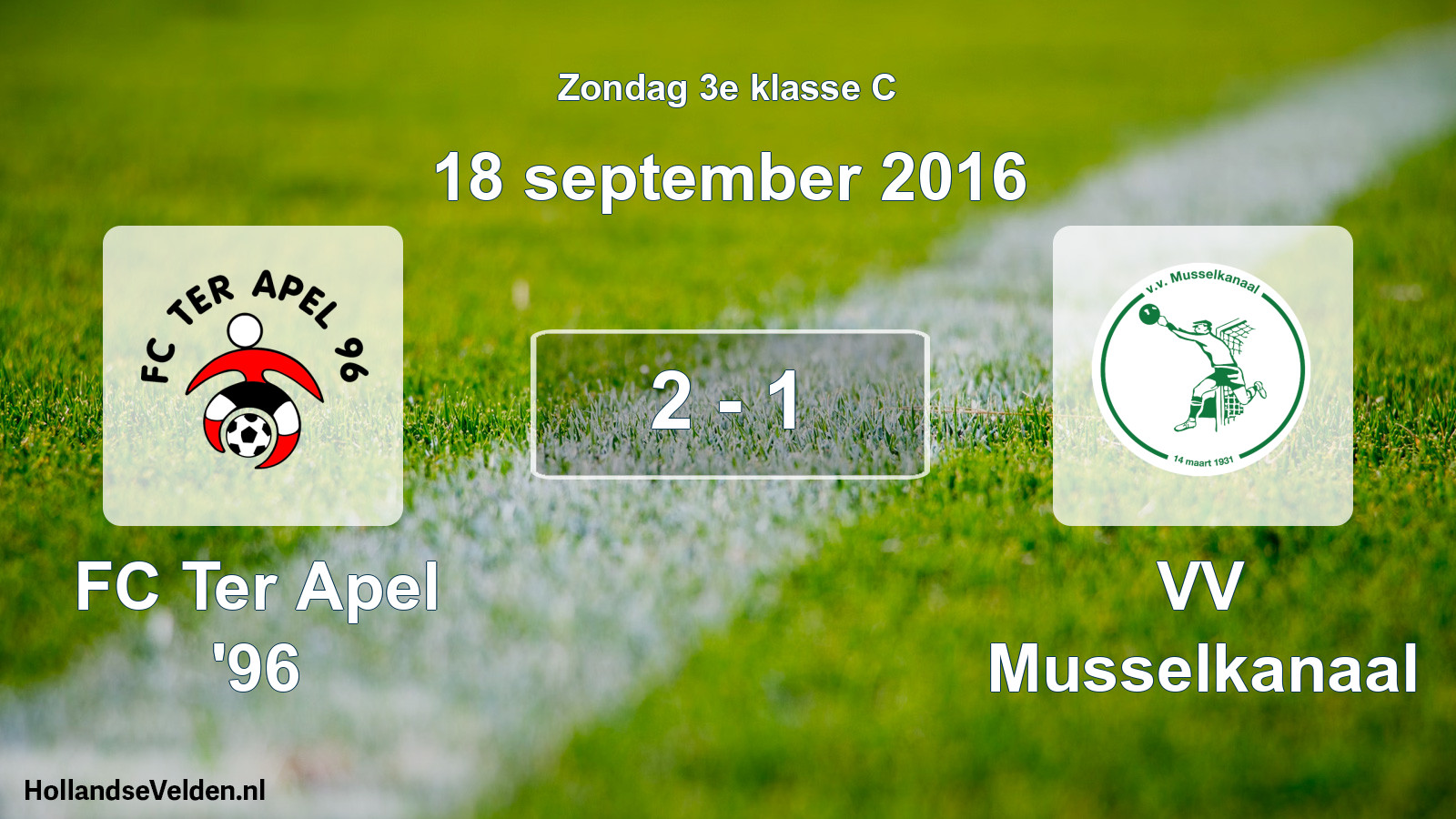 Total number of matches played: FC Ter Apel '96 - VV Musselkanaal 2 - 1 (18 September 2016)