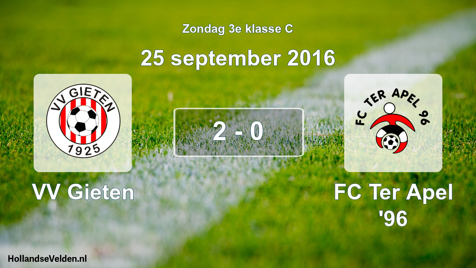 Total number of matches played: VV Gieten - FC Ter Apel '96 2 - 0 (25 September 2016)