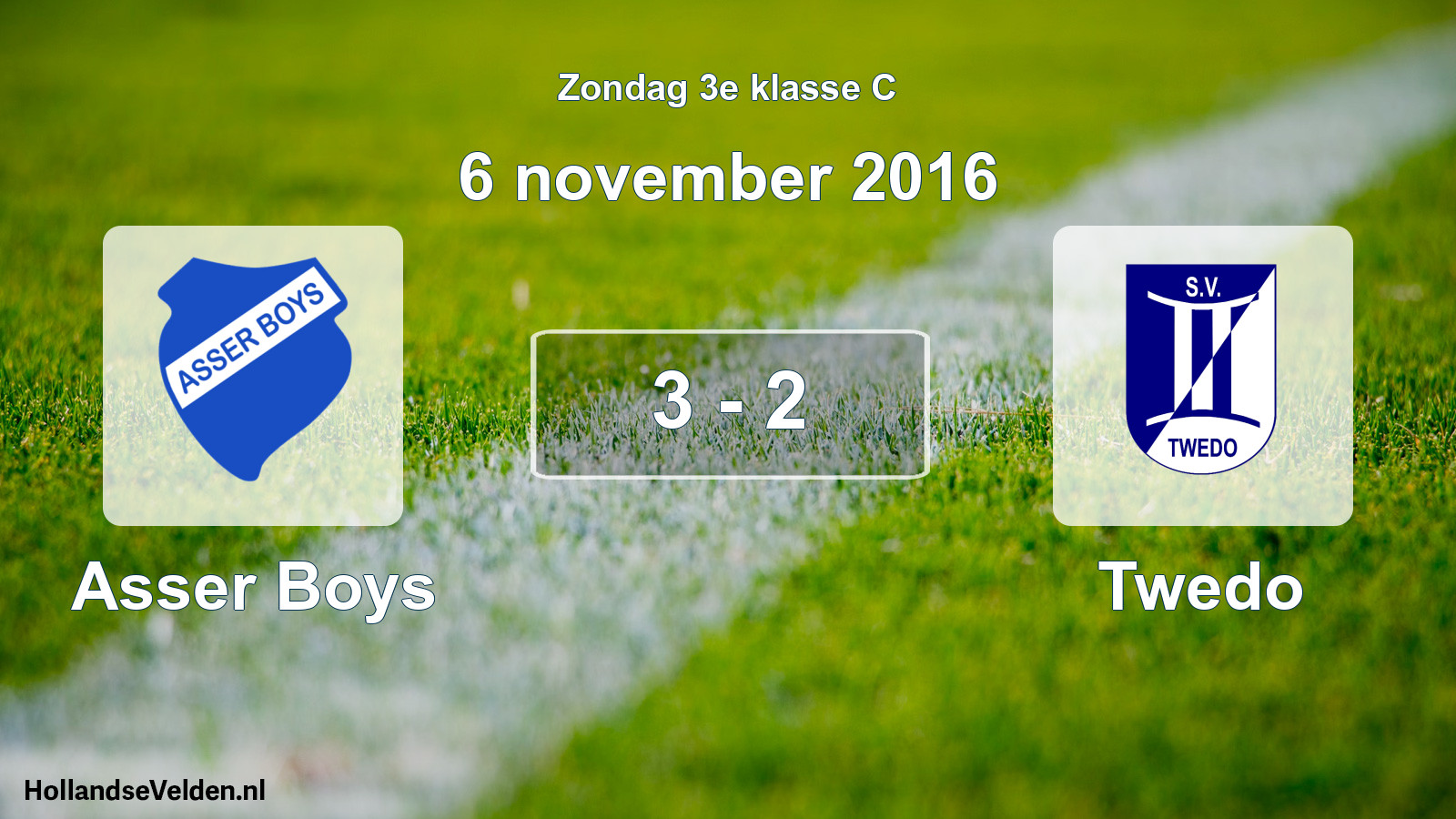 Total number of matches played: Asser Boys - Twedo 3 - 2 (6 November 2016)
