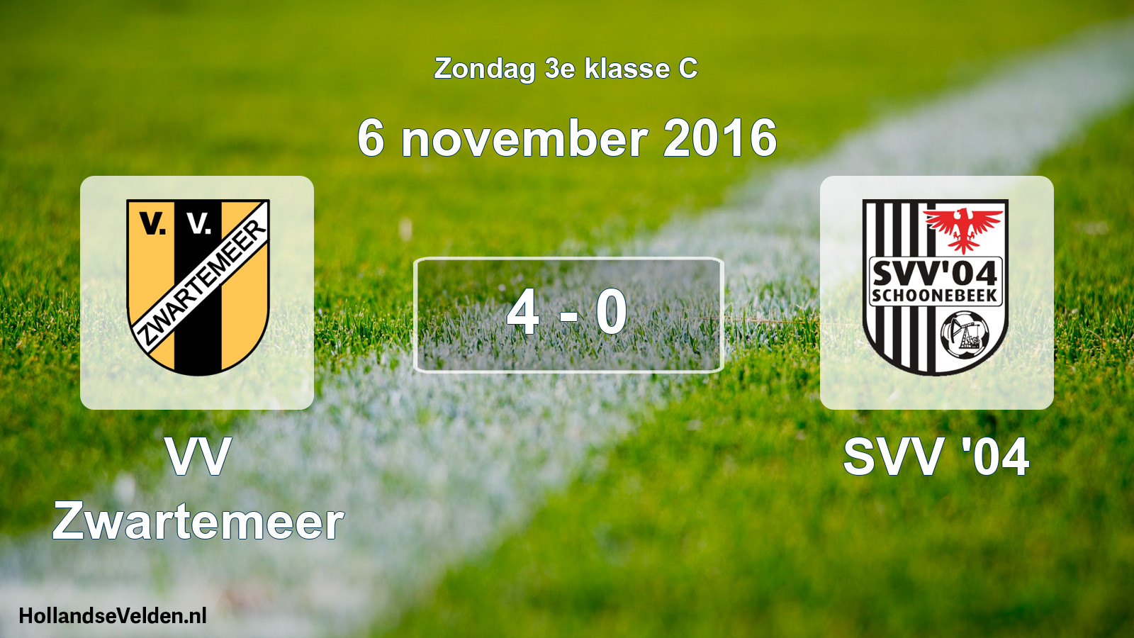 Total number of matches played: VV Zwartemeer - SVV '04 4 - 0 (6 November 2016)