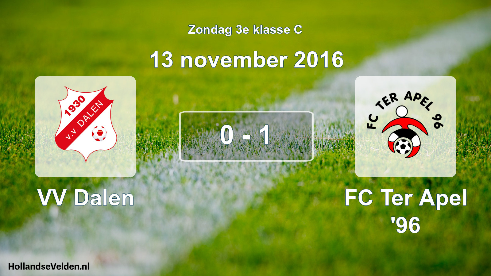 Total number of matches played: VV Dalen - FC Ter Apel '96 0 - 1 (13 November 2016)