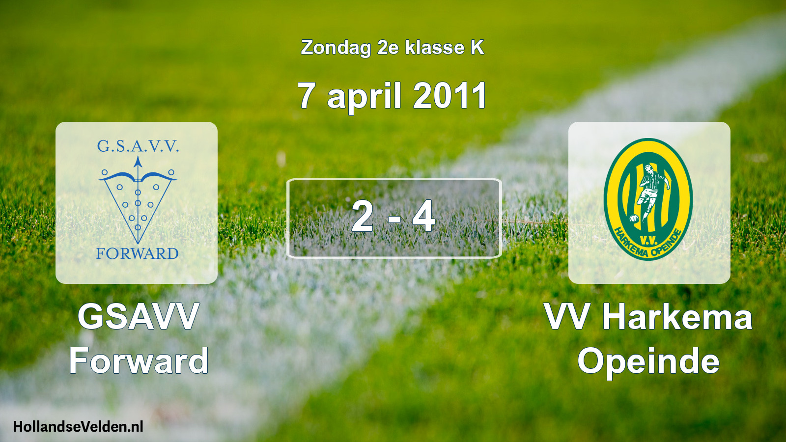 Total number of matches played: GSAVV Forward - VV Harkema Opeinde 2 - 4 (7 April 2011)