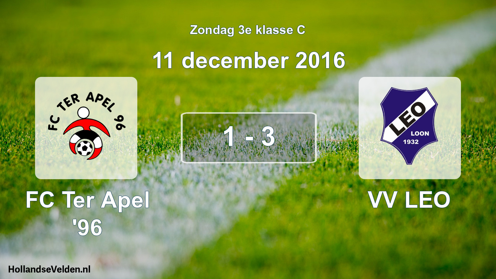 Total number of matches played: FC Ter Apel '96 - VV LEO 1 - 3 (11 December 2016)