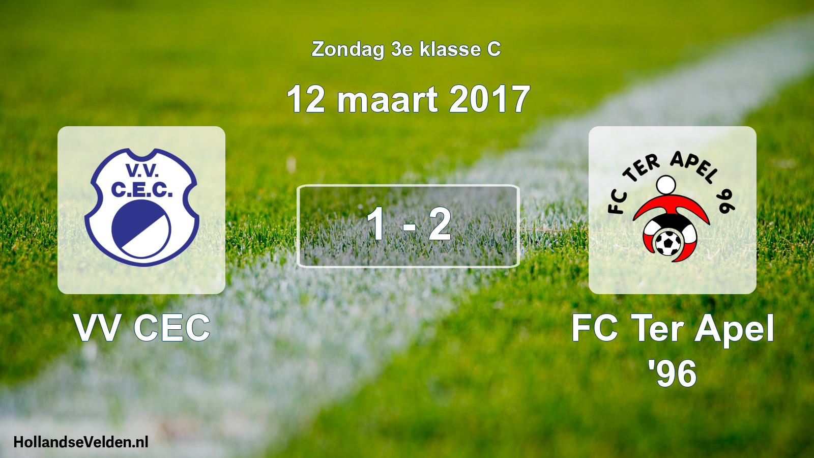 Total number of matches played: VV CEC - FC Ter Apel '96 1 - 2 (12 March 2017)