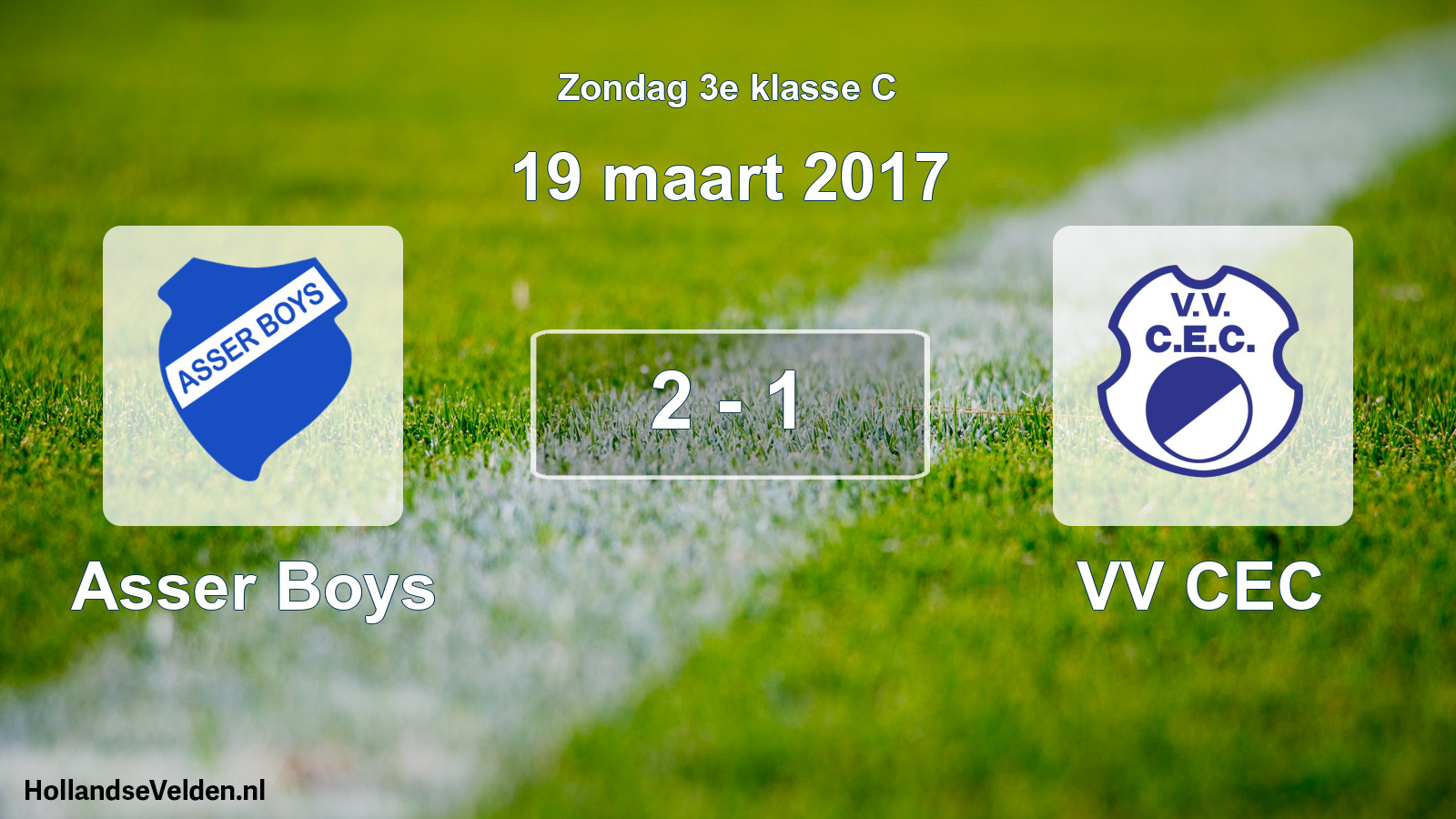 Total number of matches played: Asser Boys - VV CEC 2 - 1 (19 March 2017)