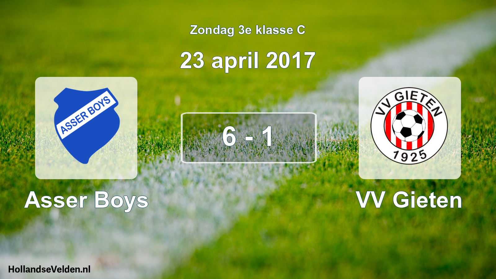 Total number of matches played: Asser Boys - VV Gieten 6 - 1 (23 April 2017)
